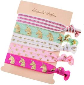 img 2 attached to 🦄 Dazzling Unicorn Hair Ties: Elastic Hair Ties for Girls, Perfect Party Favors