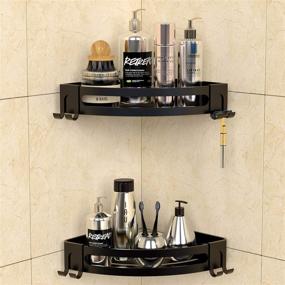 img 4 attached to 🚿 GeekDigg 2 Pack Corner Shower Caddy with Razor Holder Adhesive Bathroom Shelf - No Drilling Aluminum Storage Organizer for Bathroom, Toilet, Kitchen, and Dorm