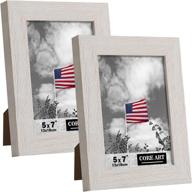 chic rustic white wood 5x7 picture frame 🖼️ set - high-definition glass, wall/tabletop display - core art logo