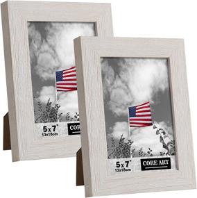 img 4 attached to Chic Rustic White Wood 5x7 Picture Frame 🖼️ Set - High-Definition Glass, Wall/Tabletop Display - CORE ART
