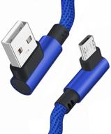 кабель для зарядки android высокой скорости, suker [2pack 6ft] 90-градусный угол micro usb шнур, плетеный нейлоном для samsung galaxy s7 / s6 edge, htc, motorola, lg, kindle, xbox, ps4 - синий логотип