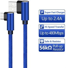 img 3 attached to Кабель для зарядки Android высокой скорости, SUKER [2Pack 6ft] 90-градусный угол Micro USB шнур, плетеный нейлоном для Samsung Galaxy S7 / S6 Edge, HTC, Motorola, LG, Kindle, Xbox, PS4 - синий