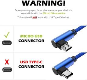 img 2 attached to Кабель для зарядки Android высокой скорости, SUKER [2Pack 6ft] 90-градусный угол Micro USB шнур, плетеный нейлоном для Samsung Galaxy S7 / S6 Edge, HTC, Motorola, LG, Kindle, Xbox, PS4 - синий