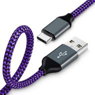 high-speed 10ft nylon braided usb c cable by aupek - fast charger cord for nintendo switch, google pixel, samsung galaxy note 8 s9 s8 s8 plus s9 (purple) logo