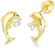 🐬 14k yellow gold dolphin earrings with screw back - 2 color options for enhanced seo logo