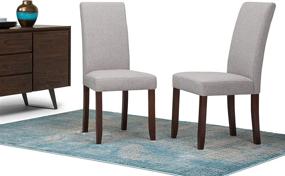 img 1 attached to 🪑 Simplify and Modernize your Dining Room with SIMPLIHOME Acadian Parson Dining Chair Set - Cloud Grey Linen Look Fabric and Solid Wood, Square Upholstered Design