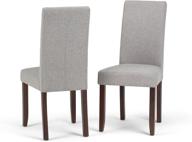 🪑 simplify and modernize your dining room with simplihome acadian parson dining chair set - cloud grey linen look fabric and solid wood, square upholstered design logo