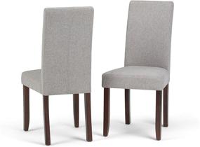 img 2 attached to 🪑 Simplify and Modernize your Dining Room with SIMPLIHOME Acadian Parson Dining Chair Set - Cloud Grey Linen Look Fabric and Solid Wood, Square Upholstered Design