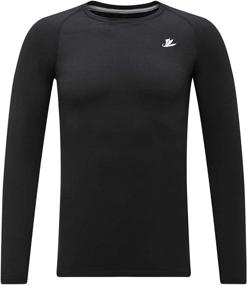 img 4 attached to DEVOROPA Boys Compression Thermal Long Sleeve Shirt, Fleece Baselayer for Soccer, Baseball Undershirt