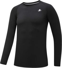 img 3 attached to DEVOROPA Boys Compression Thermal Long Sleeve Shirt, Fleece Baselayer for Soccer, Baseball Undershirt