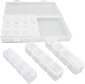 img 1 attached to 💎 28-Slot DPF Diamond Painting Plastic Box Makeup Nail Transparent Display Case Organizer Rhinestone Beads Ring Earrings Storage Boxes (1 PCS)