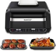 🔥 geek chef 7-in-1 smart indoor grill & air fryer combo, smokeless electric countertop griddle with removable non-stick grill plate, 6 steak, 6-serving capacity, fast heat up, precise control, easy to clean, includes e-recipes & accessories, etl certified, 1700w power, black логотип