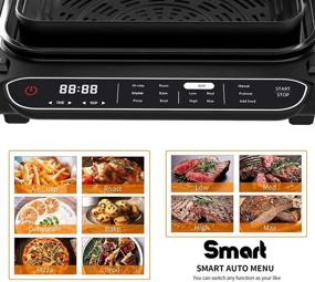 img 2 attached to 🔥 Geek Chef 7-in-1 Smart Indoor Grill & Air Fryer Combo, Smokeless Electric Countertop Griddle with Removable Non-stick Grill Plate, 6 Steak, 6-Serving Capacity, Fast Heat Up, Precise Control, Easy to Clean, Includes E-Recipes & Accessories, ETL Certified, 1700W Power, Black