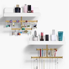 img 1 attached to ZGZD Wood Jewelry Organizers: White Hanging Accessory 📿 Holder for Necklaces, Bracelets, and Earrings - Set of 2