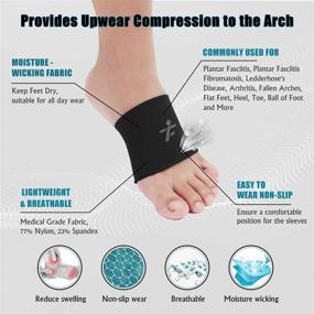 img 3 attached to 🧦 Compression Arch Sleeves: 1 Pair, Multiple Colors for Men and Women - 20-30mmHg Plantar Fasciitis Brace for Pain Relief with Patent Seam, Support for Foot Care, Heel Spurs, and Flat Feet - Black M