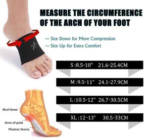 img 2 attached to 🧦 Compression Arch Sleeves: 1 Pair, Multiple Colors for Men and Women - 20-30mmHg Plantar Fasciitis Brace for Pain Relief with Patent Seam, Support for Foot Care, Heel Spurs, and Flat Feet - Black M