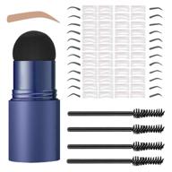 👁️ one step brow stamp shaping kit - professional eyebrow pencil & powder with 24 styles eyebrow stencil, 4 pen brushes | long lasting, waterproof & buildable eyebrow stamp makeup in light brown logo