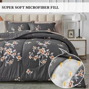 img 2 attached to 🌸 Dark Gray Floral Bed in a Bag Full/Queen Size - 7 Piece Set: Soft Microfiber Comforter, Shams, Sheets, and Pillowcases for Year-Round Use