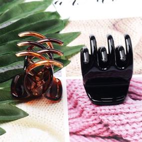 img 1 attached to 🎀 SUMAJU 12 Pieces Hair Claw Clips - Medium Size Hair Claw Clamp 1.3 Inch - No-Slip Grip Jaw Clips for Women and Girls (Black and Brown) - Improved SEO