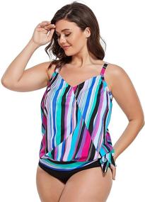 img 2 attached to Stylish and Comfortable: FULLFITALL Women's Plus Size Tankini Swimsuits for Women - Perfect Fit Two Piece Bathing Suits with Tankini Top and Shorts