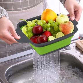 img 1 attached to Qimh Collapsible Colander Set of 3 - 4 Quart, 2 Quart, 6 Quart Over the Sink Colander - Food-Grade Sturdy Plastic Base - Space-saving Silicone Kitchen Foldable Food Strainer