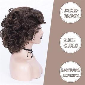 img 2 attached to 👩 Stylish Mixed Brown Big Curly Bob Synthetic Wig for Black Women