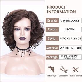 img 3 attached to 👩 Stylish Mixed Brown Big Curly Bob Synthetic Wig for Black Women