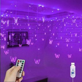 img 4 attached to Yolight Butterfly Curtain Lights 13ft 96 LED Fairy Lights: Remote-Controlled 8 Modes String Lights for Girls Room, Garden, Party, Wedding, Christmas - Delightful Purple Decor