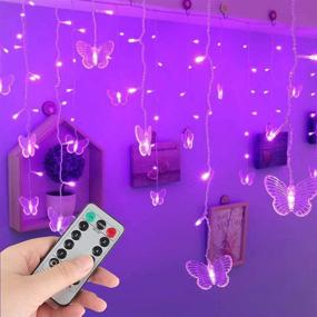 img 3 attached to Yolight Butterfly Curtain Lights 13ft 96 LED Fairy Lights: Remote-Controlled 8 Modes String Lights for Girls Room, Garden, Party, Wedding, Christmas - Delightful Purple Decor
