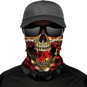 img 3 attached to 🏍️ NTBOKW Neck Gaiter Face Mask for Men and Women - Tube Scarf Mask for Sun, Wind, Dust Protection - Ideal for Rave, Motorcycle Riding, Biker, Fishing, Hunting, Festival - Outdoor Summer Seamless Bandana with Thin 3D Skull Flag Camo Design