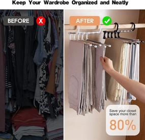 img 3 attached to 🧥 Smart Closet Organizer: Magic Space-Saving Pants Hangers with Non-Slip Design, 5-Layer Cascading Hanger System, Ideal for Jeans, Scarves, and Trousers - Premium Wardrobe Organizer (4 Pack)