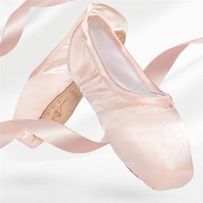 img 2 attached to TXJ Sports Pink Point Ballet Shoes - Perfect for Girls and Women, Includes Ribbon and Toe Pads