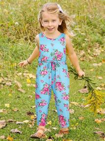 img 1 attached to 🌺 Colorful Floral Mermaid Romper with Drawstring & Pockets for Girls (2-9 Years)