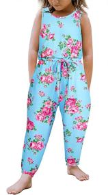 img 4 attached to 🌺 Colorful Floral Mermaid Romper with Drawstring & Pockets for Girls (2-9 Years)
