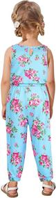 img 3 attached to 🌺 Colorful Floral Mermaid Romper with Drawstring & Pockets for Girls (2-9 Years)