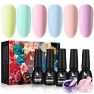 💅 vibrant rainbow gel nail polish kit with acrylic powder - mild east 6 colors, glossy/matte nail polish - perfect gift set for women logo