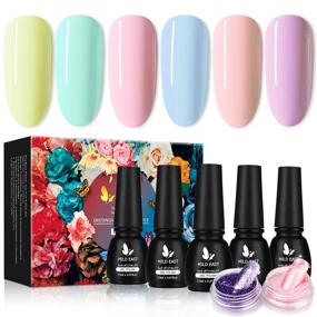 img 4 attached to 💅 Vibrant Rainbow Gel Nail Polish Kit with Acrylic Powder - MILD EAST 6 Colors, Glossy/Matte Nail Polish - Perfect Gift Set for Women