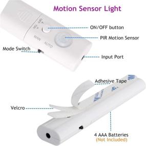 img 3 attached to KUCAM Under Cabinet Lighting Motion Sensor: 1.5M LED Strip Lights, Battery 🔦 Operated, 6000K Cold White Night Light for Closet, Wardrobe, Kitchen, Hallway - 1 Pack