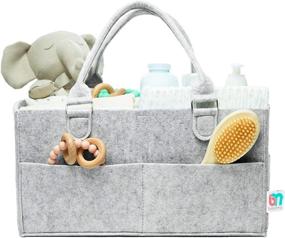 img 4 attached to 👶 Extra Large Diaper Caddy Organizer by Babynma - Portable Storage for Baby and Toddler Items - Conveniently Holds Diapers, Wipes, Clothing, Burp Cloths, Toys, Bottles - Ideal for Nursery, Bedroom, Living Room, Car - Perfect Baby Shower and Registry Gift - Grey