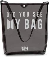 👜 bts tote purse - mic drop design - eco friendly clear shadow grey tpu - kpop fashion gift by style jjeoreo logo