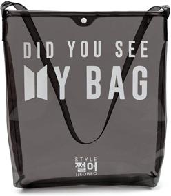 img 4 attached to 👜 BTS Tote Purse - Mic Drop Design - Eco Friendly Clear Shadow Grey TPU - Kpop Fashion Gift by STYLE JJEOREO