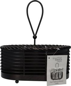 img 2 attached to 🍽️ Mikasa Antique Black 10" Rope Metal Tabletop Flatware and Napkin Picnic Caddy