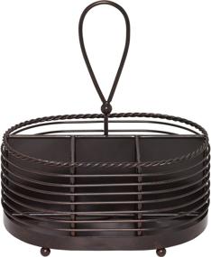 img 4 attached to 🍽️ Mikasa Antique Black 10" Rope Metal Tabletop Flatware and Napkin Picnic Caddy