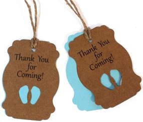 img 1 attached to 👶 Baby Blue 50Pcs Kraft Paper Party Favor Tags - Thank You for Coming Baby Feet Pink Tag for Boy Birthday Party Favors Decorations with Hole