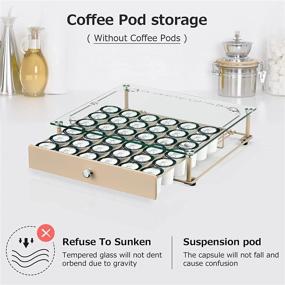 img 1 attached to ☕️ Premium Tempered Glass Top Coffee Pod Holder - Organize and Store 36 K Cup Coffee Pods with Sleek 14 × 13 × 3in Drawer for Coffee Shops, Offices, and Kitchens