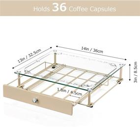 img 3 attached to ☕️ Premium Tempered Glass Top Coffee Pod Holder - Organize and Store 36 K Cup Coffee Pods with Sleek 14 × 13 × 3in Drawer for Coffee Shops, Offices, and Kitchens