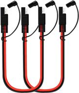 🔌 high-quality 2-pack 12-inch 10 gauge 2 pin quick disconnect audiopipe polarized wire harness - heavy duty sae connector bullet lead cable with waterproof caps logo