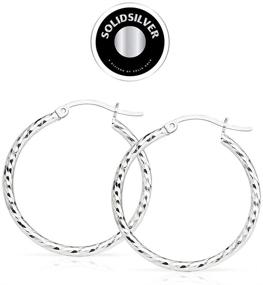 img 1 attached to 💍 SOLIDSILVER- Sterling Silver Lightweight Click-Top Hoop Earrings with High Polish and Textured Diamond Cut - Available in Sizes 15-70mm