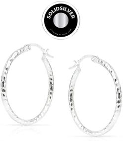 img 2 attached to 💍 SOLIDSILVER- Sterling Silver Lightweight Click-Top Hoop Earrings with High Polish and Textured Diamond Cut - Available in Sizes 15-70mm