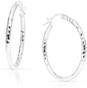 img 4 attached to 💍 SOLIDSILVER- Sterling Silver Lightweight Click-Top Hoop Earrings with High Polish and Textured Diamond Cut - Available in Sizes 15-70mm